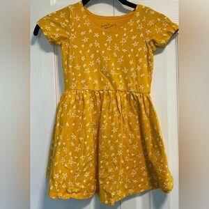 Girls' June & January Yellow With White Stars Short Sleeved Ruffle Dress